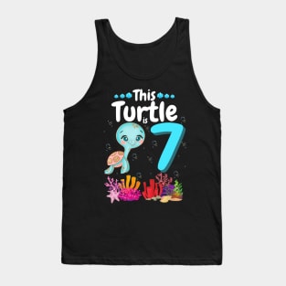 This Turtle Is 7 Years Old, Cute Under Sea Turtle Lover Birthday Girl Gift Tank Top